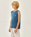 Marithé François Girbaud Kids Doodle Classic Logo Pocket Sleeveless Blue