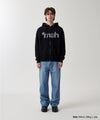 Mahagrid mah CUT OFF APPLIQUE ZIP-UP HOODIE