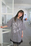 Nice Ghost Club Tornado Star Check Big Big Half Shirt [Grey]
