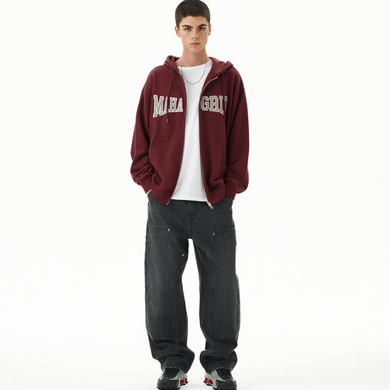 Mahagrid Applique Zip Up Hoodie