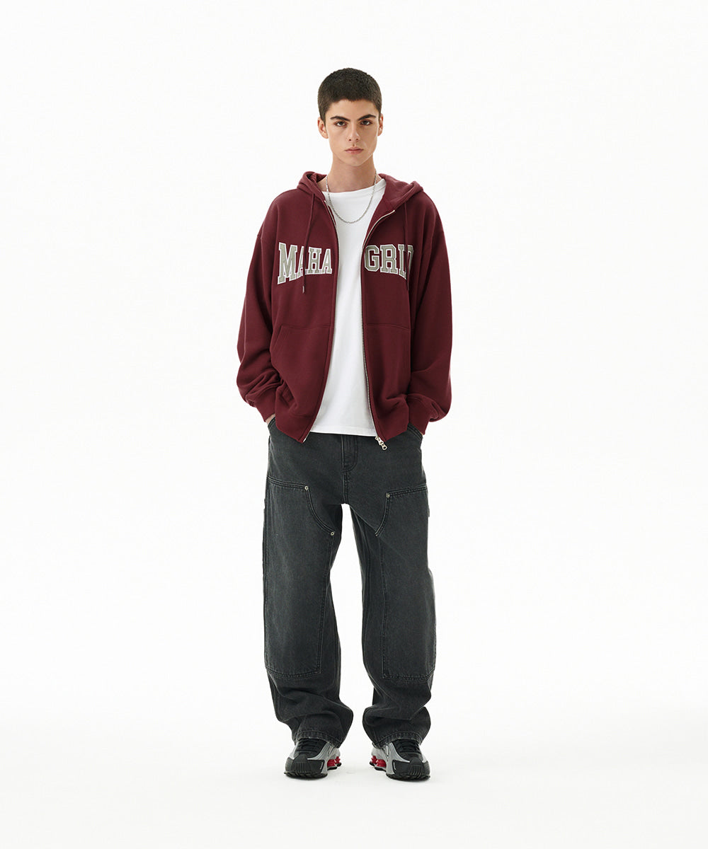 Mahagrid Applique Zip Up Hoodie