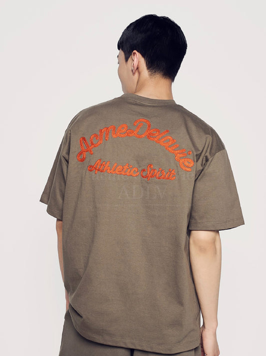 ADLV Script Embossing Chain Needlework Short Sleeve T-Shirt