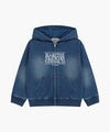 Marithé François Girbaud Kids Classic Logo Embroidery Hoodie Zip-Up Blue