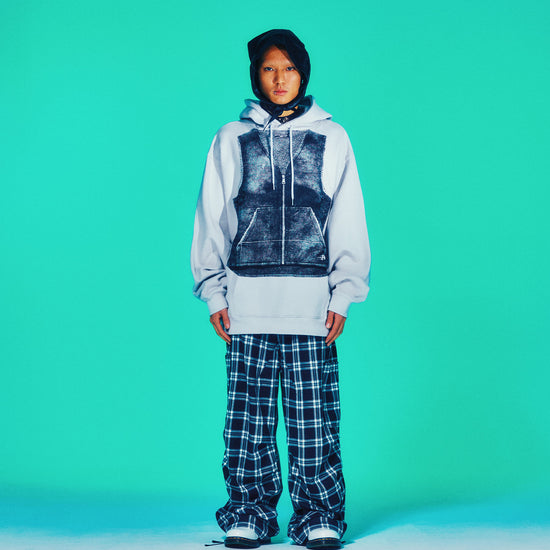 Nice Ghost Club Vest Print Hoodie [Light Grey]