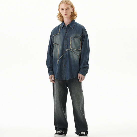 Mahagrid Star Raw Cut Denim Shirt