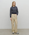 Marithé François Girbaud W CREW NECK STRIPE CROP KNIT PULLOVER NAVY