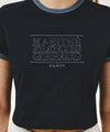 Marithé François Girbaud W CLASSIC LOGO APPLIQUE RINGER CROP TEE ivory