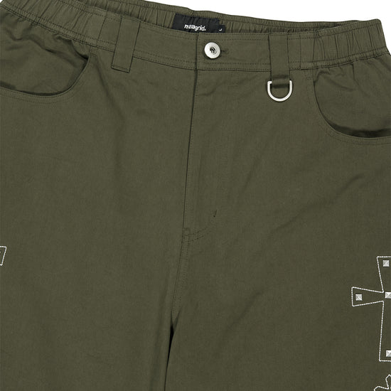 Mahagrid Cross Stud Twill Shorts