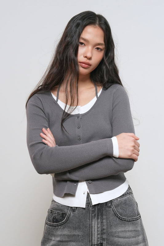 General Idea WOMAN Strap Layered Cardigan