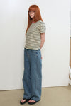 General Idea WOMAN Colour-Block Stripe Short Sleeve T-Shirt [WHITE]