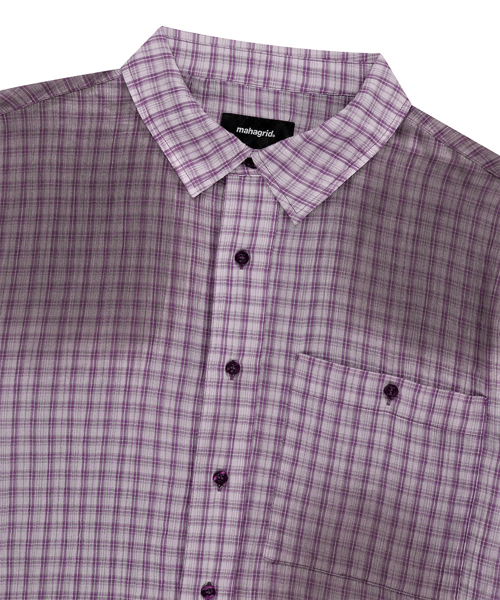 Mahagrid SPRAY DYEING CHECK CROP SHIRT
