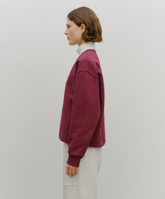 Marithé François Girbaud Appliqué Logo Oversized Sweatshirt (Brushed) Burgundy