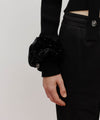 Marithé François Girbaud CIRCLE LOGO SHINY VELVET SCRUNCHIE BLACK