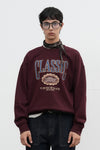 General Idea UNISEX Classic Appliqué Oversized Sweatshirt [BURGUNDY]