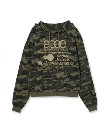 AEAE Web Logo Loose Hoodie Camo