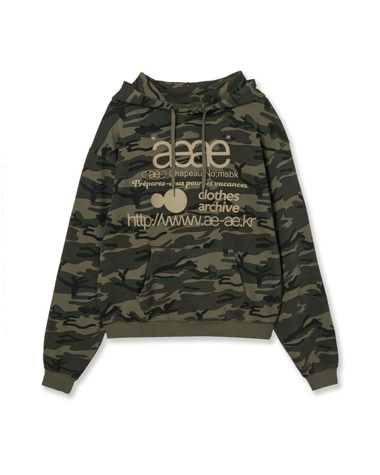 AEAE Web Logo Loose Hoodie Camo