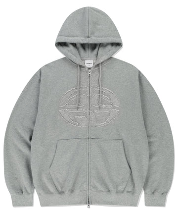 Mahagrid ECLIPSE RAW CUT ZIP UP HOODIE