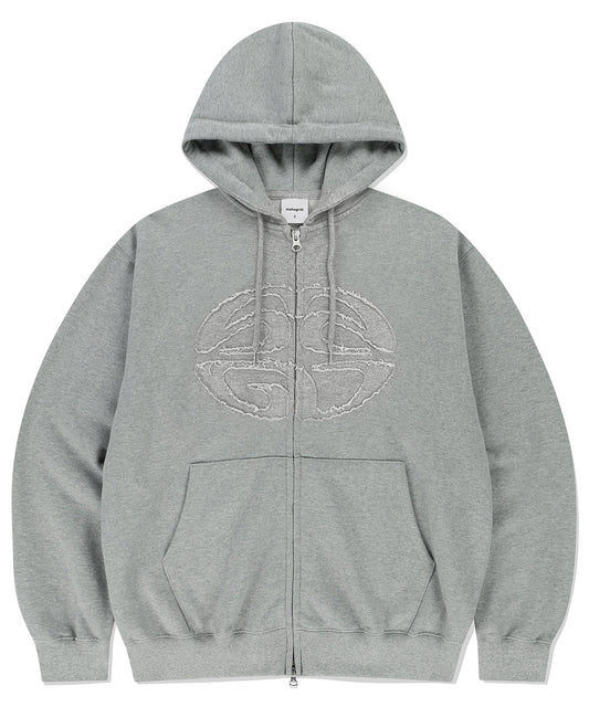 Mahagrid ECLIPSE RAW CUT ZIP UP HOODIE