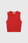 General Idea WOMAN Scallop Scarsty Knit Vest [RED]