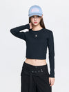 MLB Women's Basic Slim Ribbed Crop Long Sleeve T-Shirts