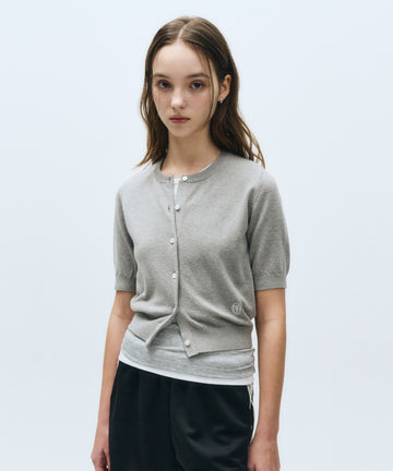 Marithé François Girbaud Women's Round Neck Half Cardigan Heather Gray