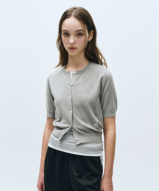 Marithé François Girbaud Women's Round Neck Half Cardigan Heather Gray