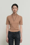 General Idea WOMAN Acetate Mock Neck Short Sleeve T-Shirt