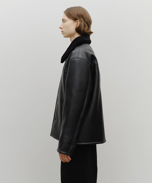 Marithé François Girbaud Faux Leather Over Fit Mustang Jacket Black