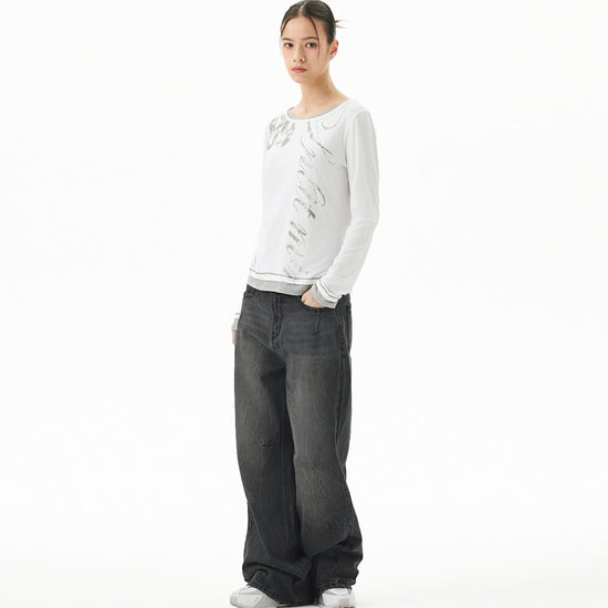 Mahagrid Washed Dart Denim Pant [Black]
