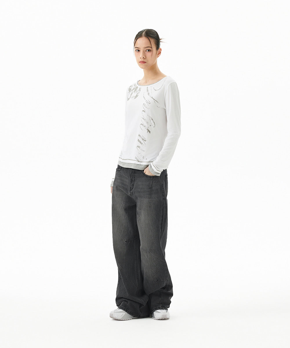 Mahagrid Washed Dart Denim Pant [Black]
