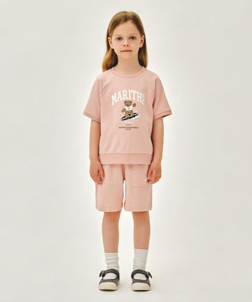 Marithé François Girbaud Kids Raglan Half Sweat Set-Up Indi Pink