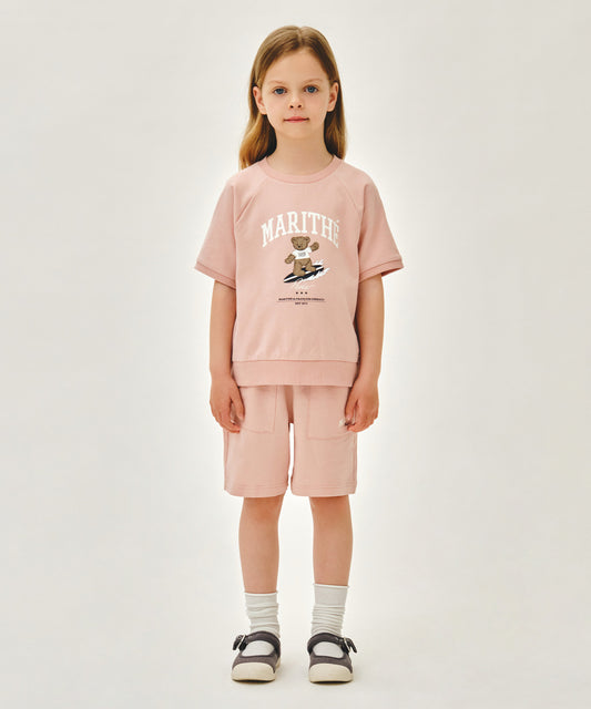 Marithé François Girbaud Kids Raglan Half Sweat Set-Up Indi Pink