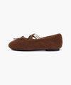 Marithé François Girbaud Women's Cross Banding Shearling Flat Shoes in Brown