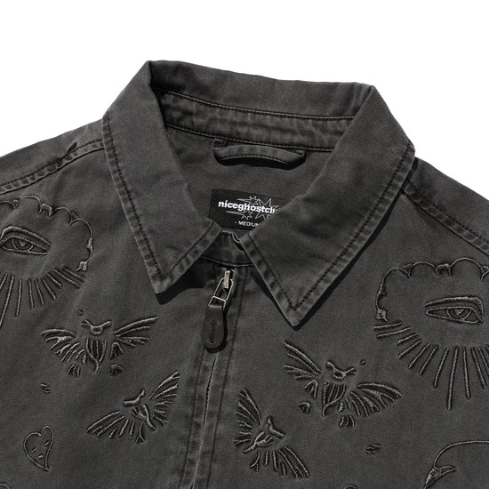 Nice Ghost Club Tattoo Harrington Dyed Jacket [Black]