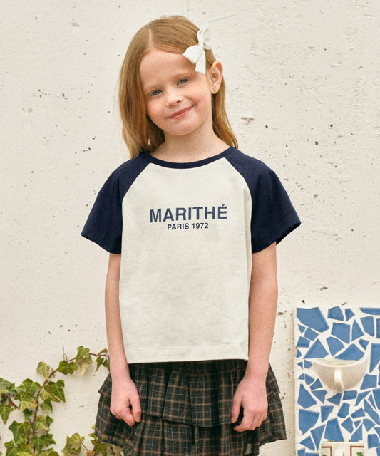 Marithé François Girbaud Enfant W Raglan Regular Logo Semi Crop Tee Light Purple