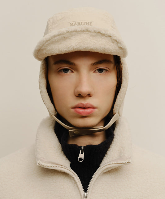 Marithé François Girbaud Marithé Sport Reversible Earflap Cap Ivory