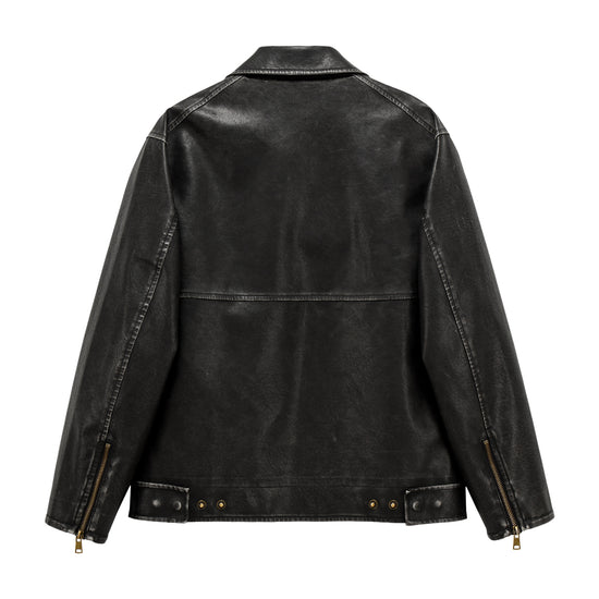 Bitter Cells Vintage Washing Leather Jacket - Black