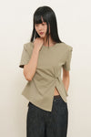 General Idea WOMAN Shoulder Padded Twist T-Shirt