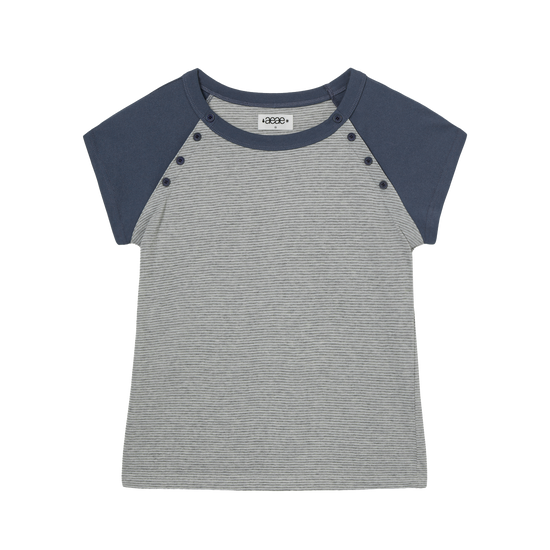 AEAE Stripe Button Raglan Tee