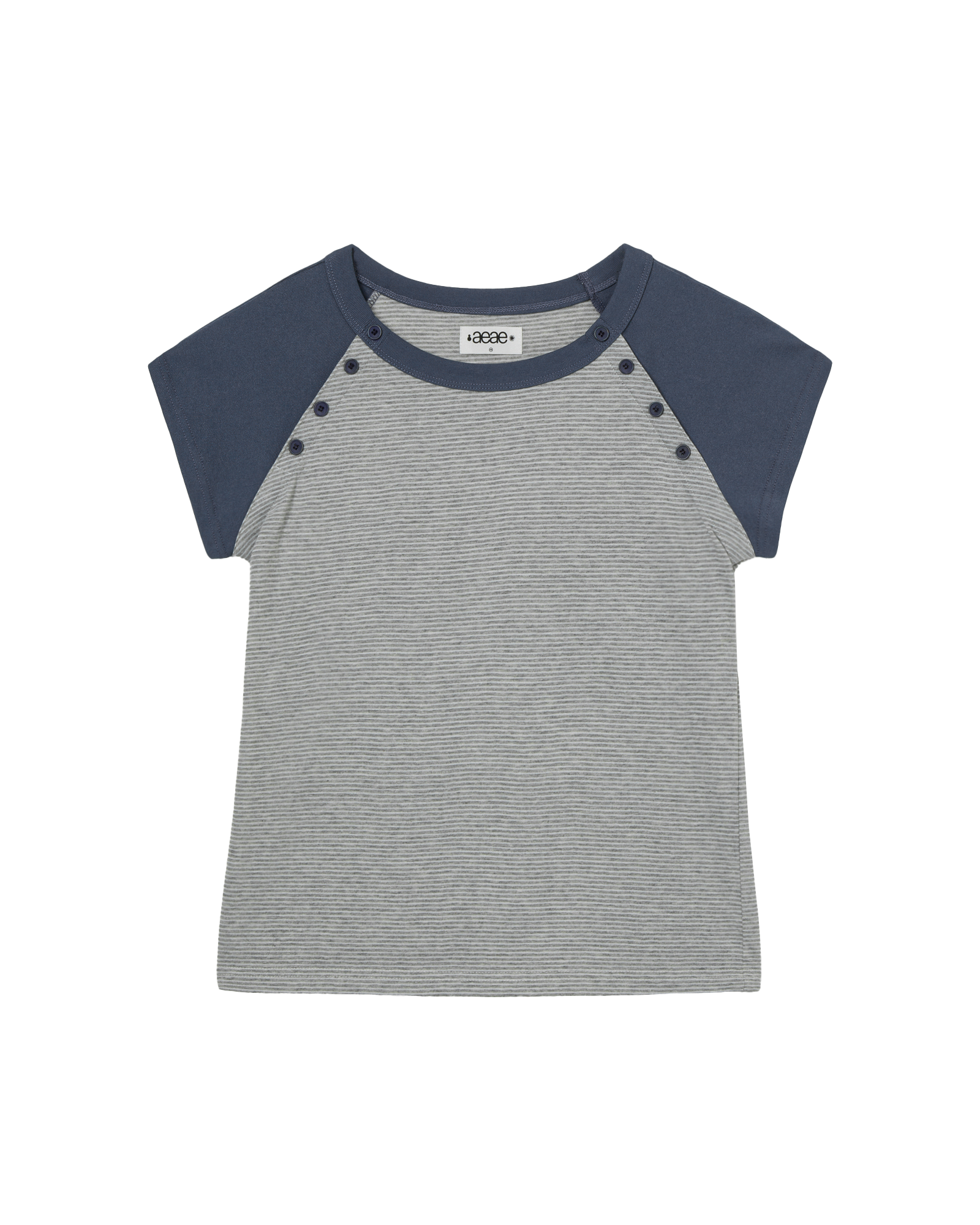 AEAE Stripe Button Raglan Tee