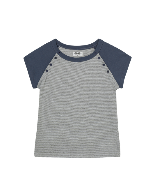 AEAE Stripe Button Raglan Tee