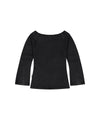 Mahagrid Washed Cut Out Present Off Shoulder Tee in Black
