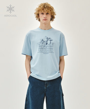 Marithé François Girbaud AEROCOOL LEMON CLASSIC LOGO TEE ice blue
