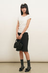 General Idea [Kippu Pick] Woman Drape Shirring Short Sleeve T-Shirt [Off White]