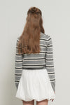 General Idea WOMAN Multi Stripe Crew Neck Cardigan