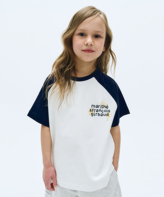 Marithé François Girbaud Kids Oversized Fit Raglan Logo Tee Navy