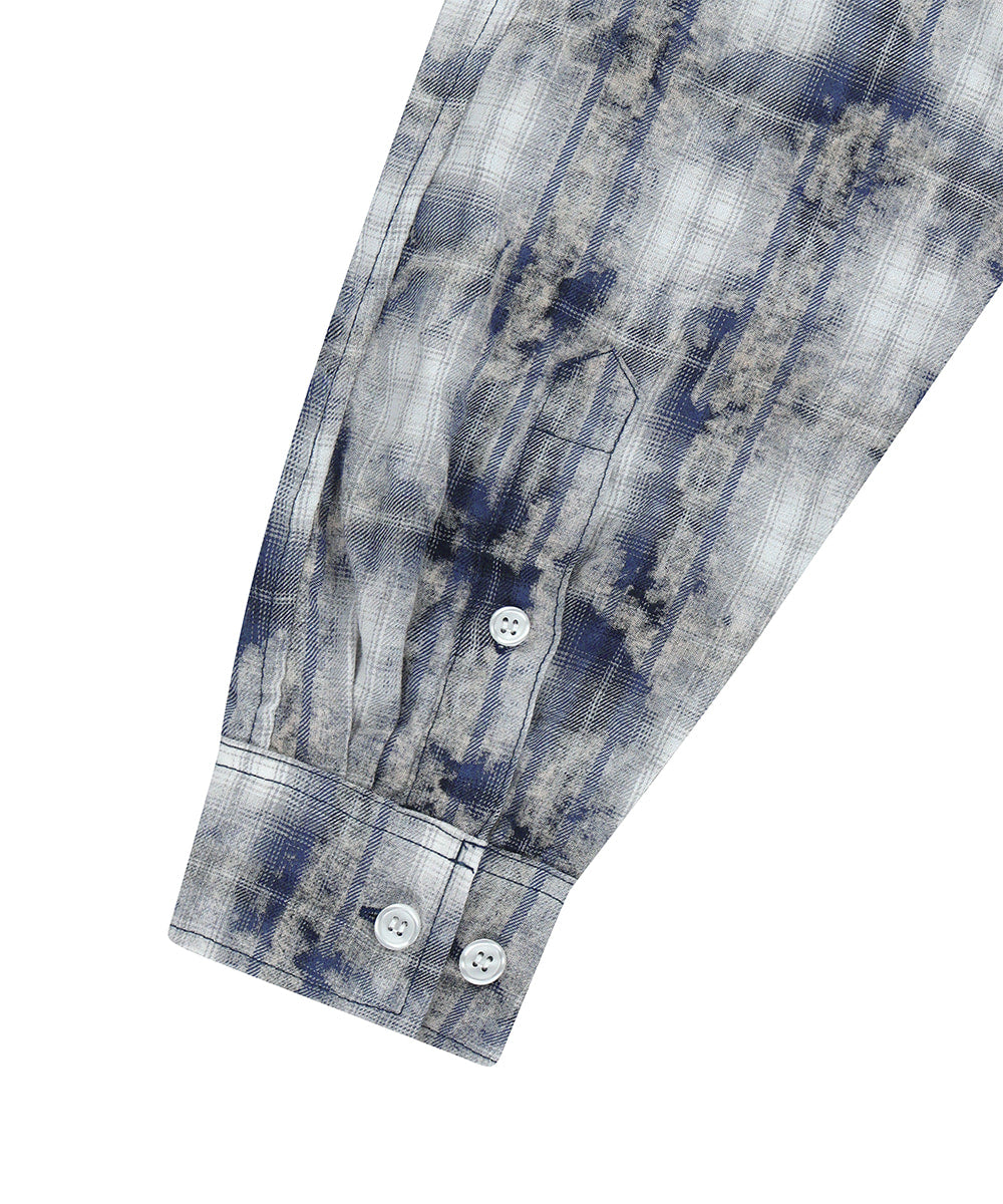Mahagrid Bleached Raw-Cut Check Shirt