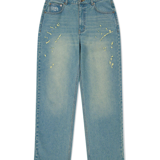 Mahagrid Embroidered Splatter Denim Pant