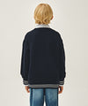 Marithé François Girbaud Kids Emblem V-Neck Oversized Cardigan Navy