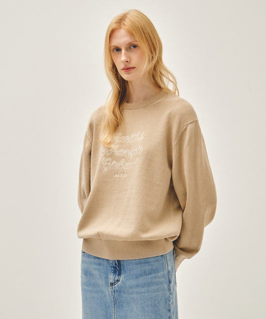 Marithé François Girbaud DRAWING CLASSIC LOGO KNIT PULLOVER beige